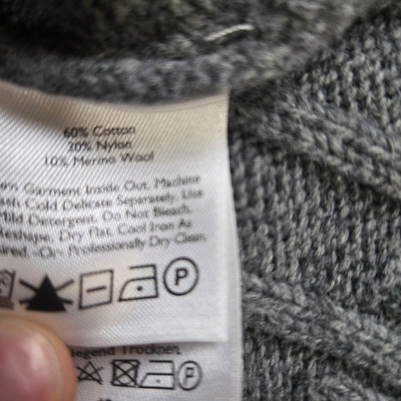 Eddie Bauer Gray Red Fair Isle Cowl Neck Button Up Cardigan Sweater Size Small - Picture 8 of 10